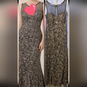 NEW Ignite Evenings Seeveless Beaded Evening Dress Gown Formal Gray Size 16